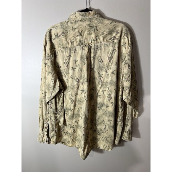 Woolrich Shirt Mens Beige Duck Print Button Up Outdoor Hunting Camping Large - Picture 4 of 16